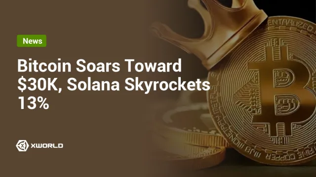 Bitcoin (BTC) Soars Toward $30K, Solana (SOL) Skyrockets 13% Daily (Market Watch)